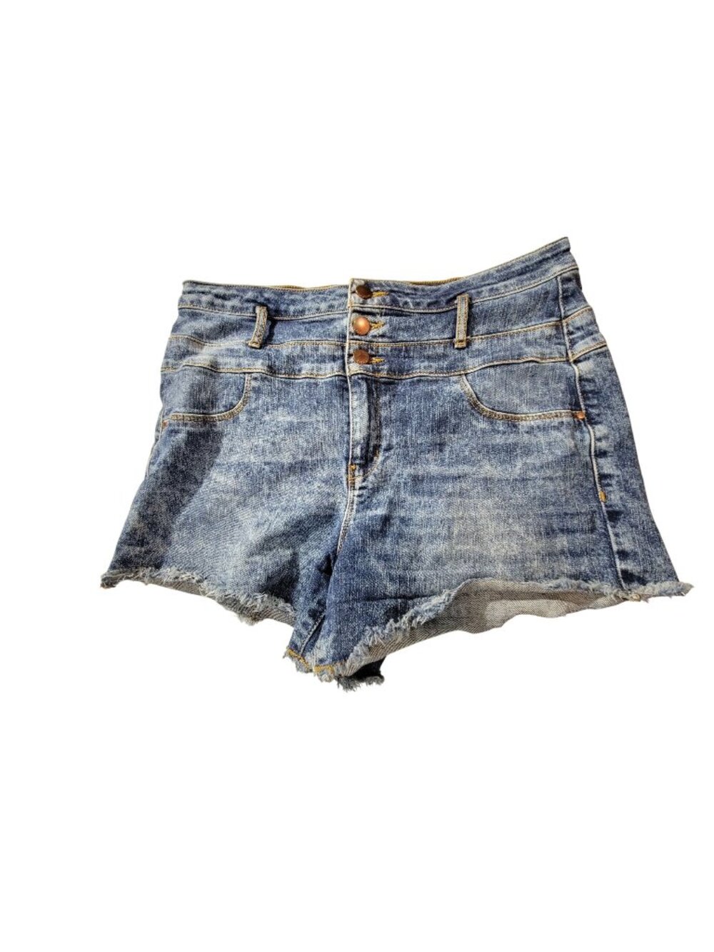 Refuge Womens Distressed Denim Shorts Size 14 High-Waisted Cutoff Style
